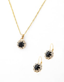 Foto 1 | Foto 1 | Set De Arete Y Collar Circular Con Marco Negro The Golden Store Chapa De Oro 18k