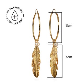 Foto 5 | Foto 5 | Arracadas Con Dije De Pluma Y Perla Elegantes Vangania