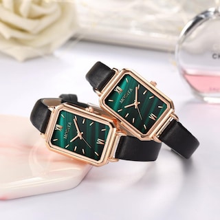 Foto 5 | Foto 5 | Reloj Huoguo Ligero Lujoso Retro Verde Malaquita Cuadrado Para Mujer - Venta Internacional.
