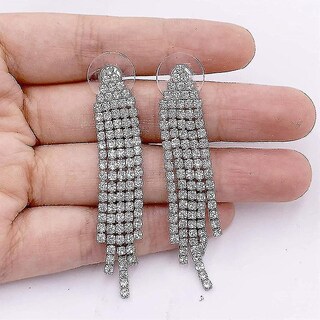 Foto 2 | Foto 2 | Pendientes Huoguo De Plata De Ley 925 Y Cristal Para Bodas Y Novias - Venta Internacional.