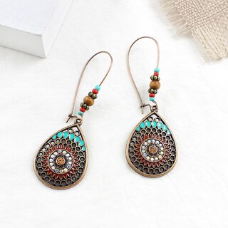 Foto 2 | Foto 2 | Pendientes Huoguo Vintage Bohemios Con Forma De Gota De Agua Geométrica De Metal - Venta Internacional.