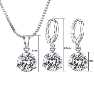 Foto 2 | Foto 2 | Conjunto De Joyas  Pendientes  Collar  Gota De Agua  Circonitas Plateadas - Venta Internacional.