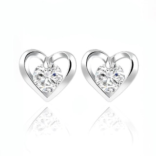 Foto 1 | Foto 1 | Pendientes Huoguo  Pendientes En Forma De Corazón  Cristal Plateado Y Circonita - Venta Internacional.