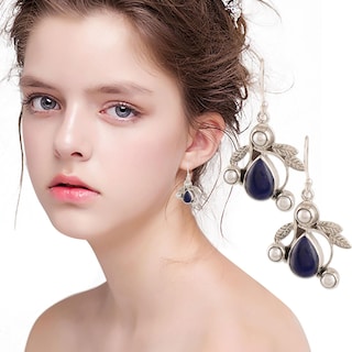 Foto 2 | Foto 2 | Pendientes Huoguo Fashion De Aleación De Circonio Azul Con Incrustaciones Para Mujer - Venta Internacional.