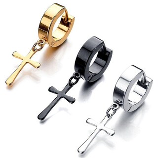 Foto 3 | Foto 3 | Set De Pendientes Huggie Hoop Con Cruz Colgante Para Mujer - Venta Internacional.