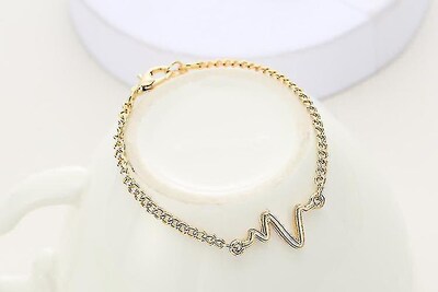 Foto 1 | Foto 1 | Brazalete Huoguo Ajustable Con Doble Lazo En Forma De Corazón Y Cristal Dorado - Venta Internacional.