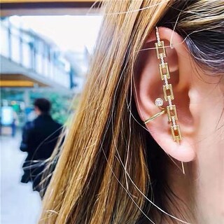 Foto 2 | Foto 2 | Pendientes Huoguo Fashion Tipo Aurícula Tipo Clip De Alambre Dorado - Venta Internacional.