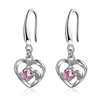 Foto 1 | Foto 1 | Pendientes Huoguo De Cobre Con Borla Larga En Forma De Corazón Para Mujer - Venta Internacional.