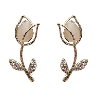 Foto 1 | Foto 1 | Pendientes Rose Jewelry Con Microset De Pétalos De Circonita - Venta Internacional.