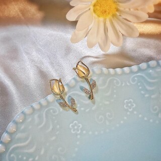Foto 5 | Foto 5 | Pendientes Rose Jewelry Con Microset De Pétalos De Circonita - Venta Internacional.