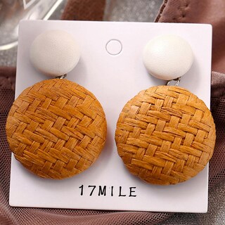 Foto 1 | Foto 1 | Pendientes Huoguo Estilo Bohemio Madera Bambú Y Ratán Para Mujer - Venta Internacional.