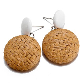 Foto 3 | Foto 3 | Pendientes Huoguo Estilo Bohemio Madera Bambú Y Ratán Para Mujer - Venta Internacional.