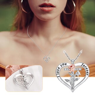 Foto 2 | Foto 2 | Colgante Huoguo Fashion Con Forma De Corazón De Amor Rosa Y Diamante - Venta Internacional.