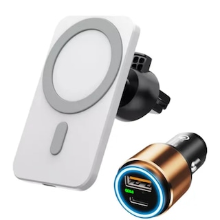 Foto 1 | Foto 1 | Soporte Cargador + Adaptador Auto Coche Para Iphone Magsafe Color Blanco