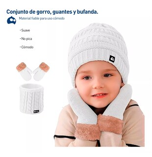 Foto 5 | Foto 5 | Gorro con Bufanda y Guantes Blanco para Niño