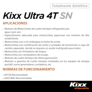 Foto 3 | Foto 3 | Aceite Para Motocicleta Sintético Kixx Ultra 4t Sn/ma2 20w-50, 1l