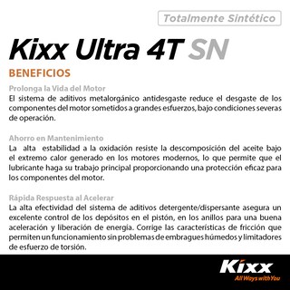 Foto 4 | Foto 4 | Aceite Para Motocicleta Sintético Kixx Ultra 4t Sn/ma2 20w-50, 1l
