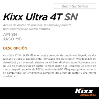Foto 2 | Foto 2 | Aceite Para Motocicleta Semi-sintético Kixx Ultra 4t Sn/mb 10w-30, 1l