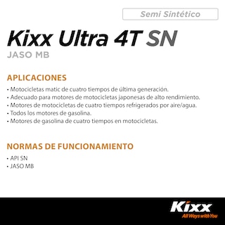 Foto 3 | Foto 3 | Aceite Para Motocicleta Semi-sintético Kixx Ultra 4t Sn/mb 10w-30, 1l