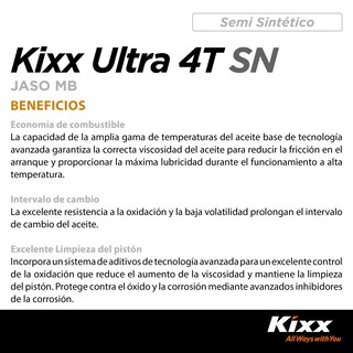 Foto 4 | Foto 4 | Aceite Para Motocicleta Semi-sintético Kixx Ultra 4t Sn/mb 10w-30, 1l