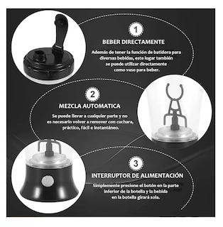 Foto 2 | Foto 2 | Vaso Mezclador Eléctrico De Proteínas Para Gimnasio Transparente Negro