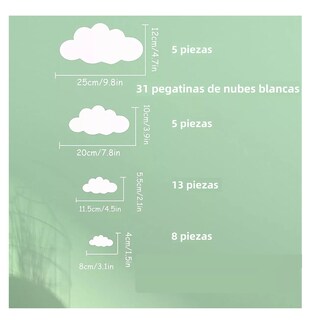 Foto 2 | Foto 2 | Pegatinas De Pared Big Cloud Desmontables De Vinilo 31 Nubes Blanco