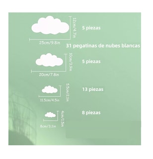 Foto 2 | Foto 2 | Pegatinas De Pared Big Cloud Desmontables De Vinilo 31 Nubes Blanco