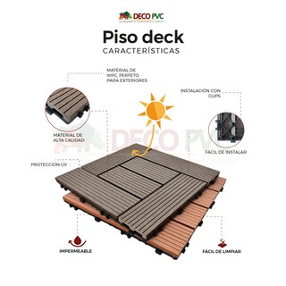 Foto 5 | Foto 5 | Piso Deck Ladrillo Wpc 30x30cm 6 Piezas