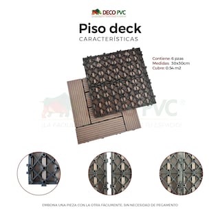 Foto 6 | Foto 6 | Piso Deck Ladrillo Wpc 30x30cm 6 Piezas