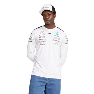 Foto 2 | Foto 2 | Playera Oficial Blanca Manga Larga De Piloto Mercedes - Amg Petronas F1 Team Adidas Blanco Hombre