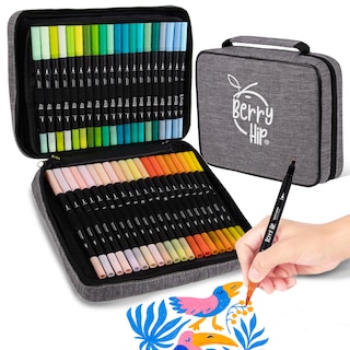 Foto 1 | Foto 1 | Berry Hip Set De Marcadores Doble Punta 0.4 Mm Y Pincel 1-4 Mm Colores Surtidos Ideal Lettering Y Dibujo (80 Piezas)
