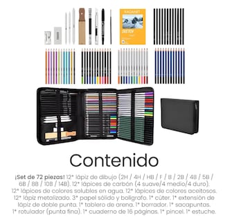 Foto 3 | Foto 3 | Kit De Dibujo Profesional Lápices Boceto Y Accesorios 72 Pzs Trazo Multicolor