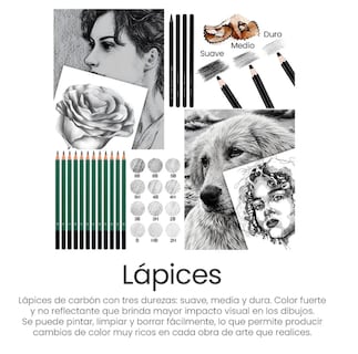 Foto 5 | Foto 5 | Kit De Dibujo Profesional Lápices Boceto Y Accesorios 72 Pzs Trazo Multicolor