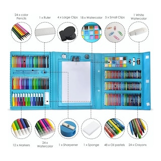 Foto 2 | Foto 2 | 208 Kit Acuarela Belug Lápices Niños Kit De Dibujo Y Pinturas Estuche Azul