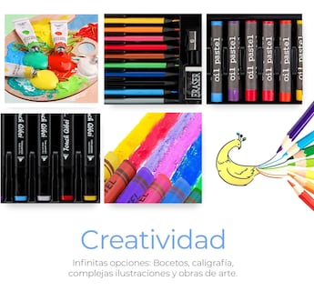 Foto 5 | Foto 5 | Set De Arte Dibujo Lab.g Colores Marcadores Lápices 50pcs Azul Marino Astronauta1 Avion