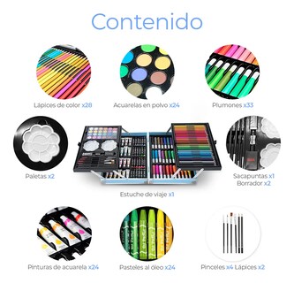 Foto 5 | Foto 5 | Kit De Dibujo Belug Profesional Lápices Plumones Unicornio Azul
