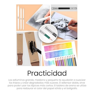 Foto 5 | Foto 5 | Kit De Dibujo Belug Profesional Lápices Boceto Y Accesorios 72 Pzs Estuche Negro