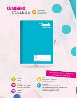 Foto 3 | Foto 3 | 6 Cuadernos Cosido Escolar Mybook Multicolor Cuadro Grande 100 Hojas