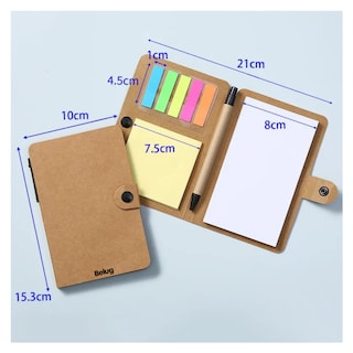 Foto 3 | Foto 3 | Libreta Ecológica Con Notas Adhesivas Post It Y Pluma Belug, 10 Pz Color Caqui