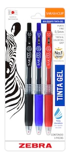 Foto 1 | Foto 1 | Zebra Sarasa Clip Rollerball Tinta Gel Punto 0.5mm Surtido Básico 3 Pzs