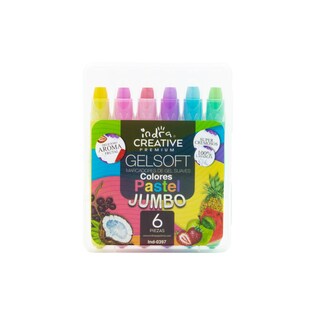 Foto 1 | Foto 1 | Set 6 Marcadores De Gel Jumbo Indra Creative Premium Ind-0397 Multicolor Colores Pastel Fórmula Cremosa Aroma Frutal Lavables