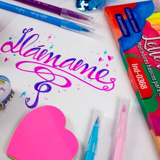 Foto 4 | Foto 4 | Estuche 20 Marcadores Básicos Lettering Colores Intensos Pasteles Punta Pincel Letter Brush Indra Ind-0368 Multicolor
