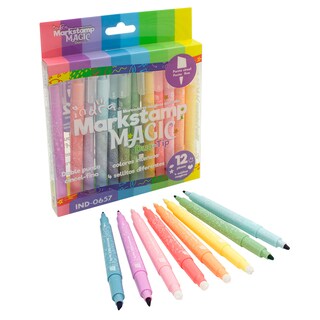 Foto 2 | Foto 2 | Estuche 12 Marcadores Mágicos Indra Ind-0657 Multicolor Markstamp Magic Duo-tip Con Sellos Doble Punta Cincel/fina Base Agua