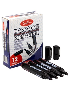 Foto 2 | Foto 2 | Paquete 12 Marcadores Permanentes Indra Ind-0001 Color Negro Intenso Punta Cincel Secado Rápido Sin Chorreo