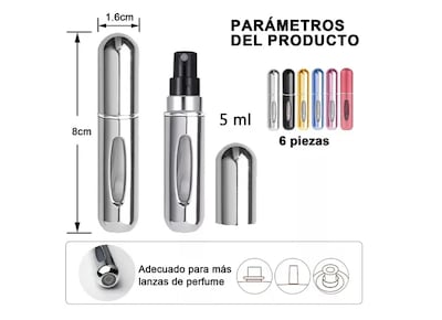 Foto 2 | Foto 2 | Miniatomizador Xtellar 6 Piezas de 5 ml C/U