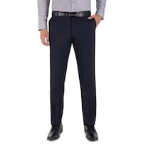 Pantalón De Vestir Yale Collection Sin Pinzas Slim Fit 0342 Azul Marino