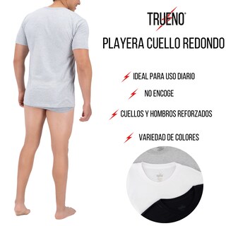 Foto 2 | Foto 2 | Playera Trueno Cuello Redondo De Algodón Color Blanco 3 Piezas