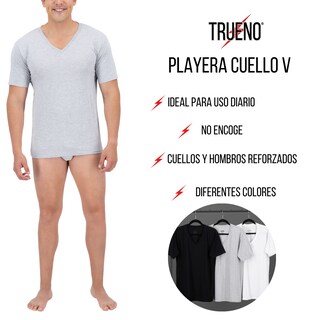 Foto 2 | Foto 2 | Playera Trueno Cuello Redondo De Algodón Color Negro 3 Piezas