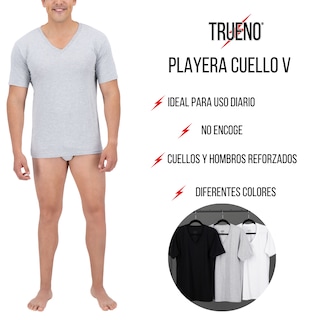 Foto 2 | Foto 2 | Playera Trueno Cuello Redondo De Algodón Color Negro 3 Piezas