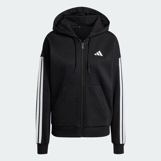 Foto 3 | Foto 3 | Sudadera Con Gorro Essentials De Felpa Con Cierre Frontal Y 3 franjas Adidas Negro Mujer